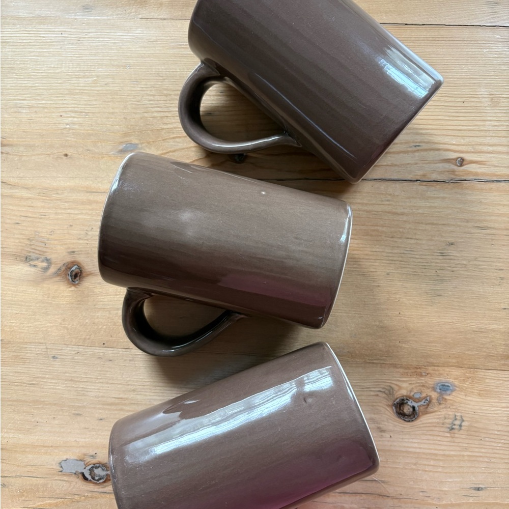 3 Pottery Barn Studio Coffee Mugs Cocoa Pattern 14oz Brown Latte - Picture 6 of 7
